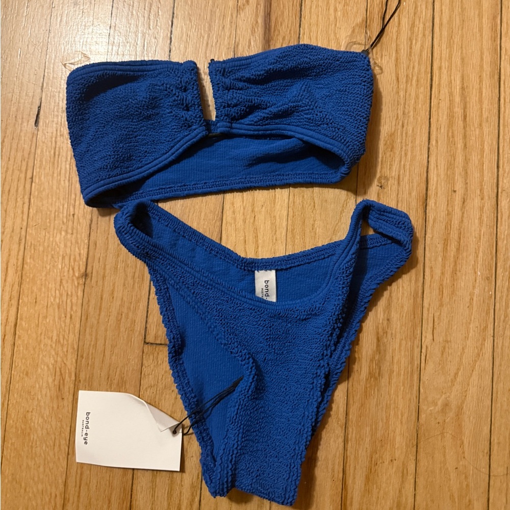 Blue Textured Bikini Set